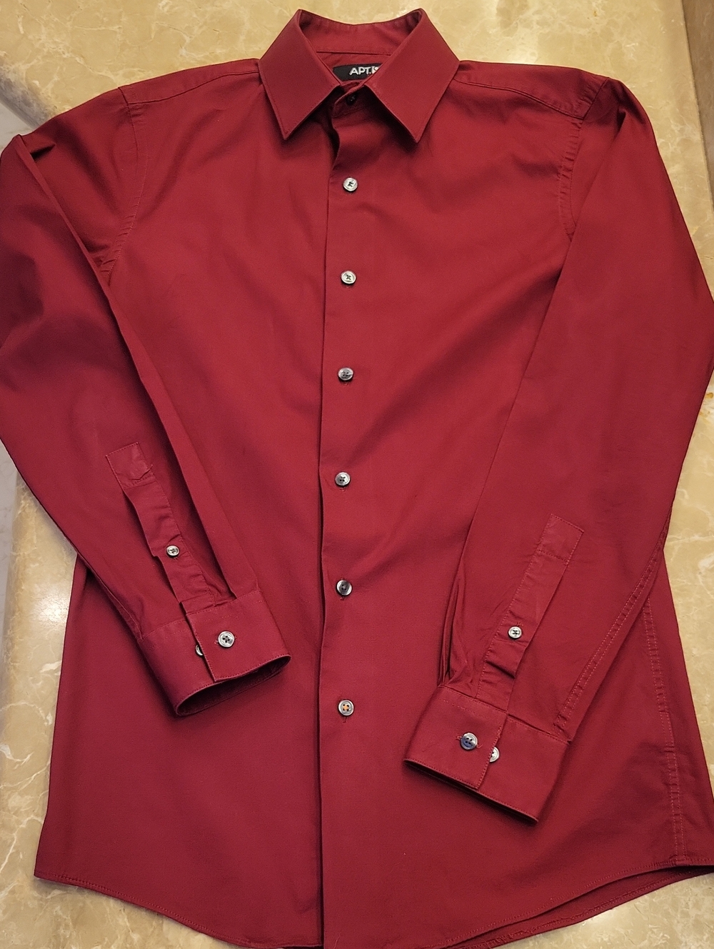 Apt. 9 Men's Wine Red Long-Sleeve Slim Fit Dress Shirt, 14-1/2, 32-33
